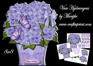 Vase Hydrangeas & Butterflies