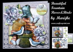 Beautiful Fountain, Roses & Birds Mini Kit