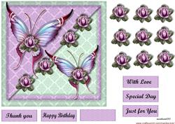 Butterflies & Roses Quick Card
