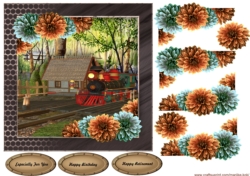 Male card Train Frame Dahlias