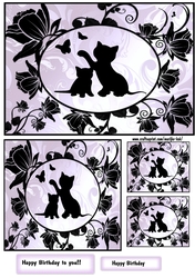 Card Topper Cute playing Kittens