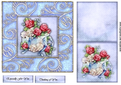 Vintage Kittens in Bleu Frame & Roses