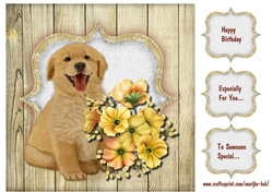Flowers For You Cute Puppy Card Topper