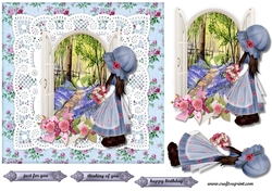 Bonnet girl in the garden