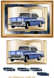 Book Vintage Bleu car male card