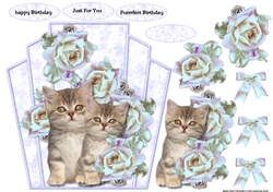 Purrrfect Birthday Cute Kitten & Vintage Roses