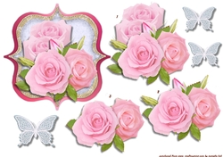 Scallop Topper Pink Roses