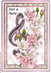 Music Vintage Flowers A4 Just a Note...