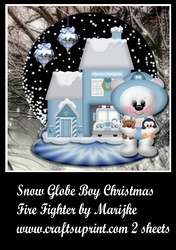 Snow Globe Boy Christmas Firefighter.Mini Kit