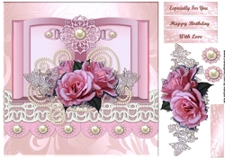 Book Pink Vintage   Roses, Lace  & Pearls