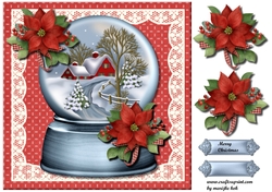 Snowglobe Christmas Poinsettias