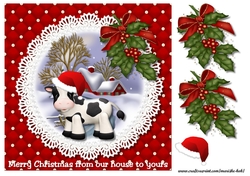 Cute Cow Christmas card