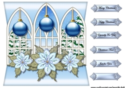 Cute Christmas Poinsettias & Baubles Topper