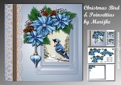 Christmas Bird & Poinsettias