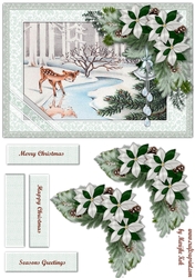 Christmas Deer Looking In Pond Quick Card