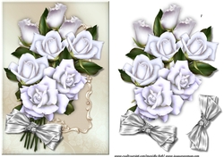 Boquet White Roses Card Topper