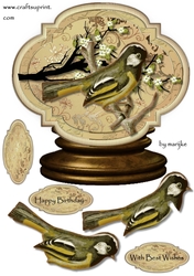 Male card Globe Vintage Birds 2