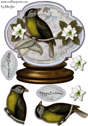 Male card Globe Vintage Birds 3