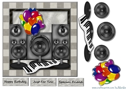 Male Card Musical Birthday Quick Card Balloons