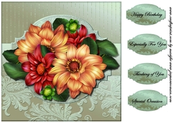 Card Topper Dahlias