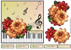 Music & Beautiful Dahlias Quick Card