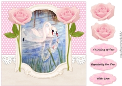 Beautiful Swans In Vintage Frame