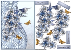 Beautiful  Shaped Border &  Blue Flowers