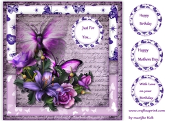 Purple Butterflies card Topper
