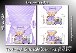  Tent Card Cute teddie   in the garden mini kit