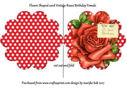 Flower Shaped card Vintage Roses
