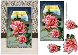 Male card Sailship & Roses