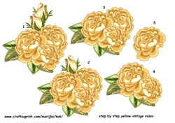 Yellow Vintage roses Step By Step
