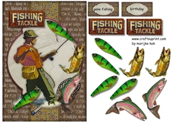male card Gone Fishing Vintage
