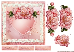 Gorgeous Pink Edwardian Roses & Lace Heart