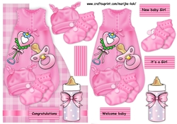 Shaped card new baby Girl