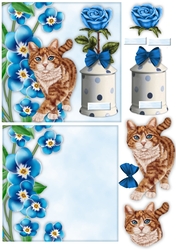 All In One card Cat & Flowers