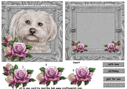 All In One card Cute Dog & Roses