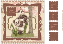 Birthday Boy Teamwork Pandas Card Topper