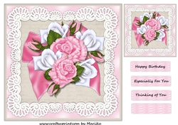 Large Bow & White & Pink Roses