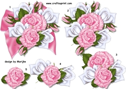 Large Bow & White & Pink Roses Step By Step