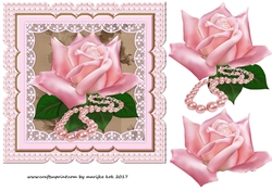 Scallop Topper Pink Roses & pearls