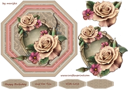 Octagon Card Beautiful Roses