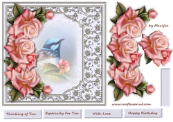 Precious Bird & Pink Roses
