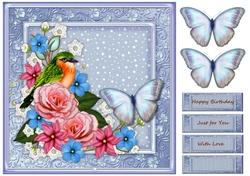 Beautiful Bird and flowers card Topper