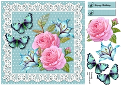 Summer Roses & Butterflies Quick card