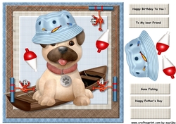 Male card Cute Puppy Gone Fishing