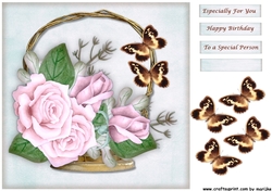Basket pastel Roses & Butterflies Topper