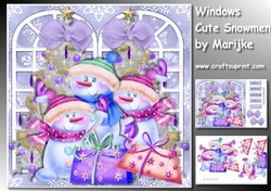 Christmas Windows Cute Snowmen