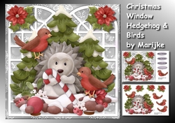 Christmas Windows Hedgehog & Birds
