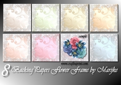  8 Backing Papers Flower Frame Lace